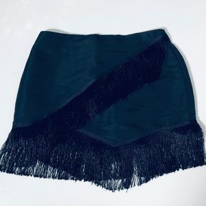 Black Fringe Mini Skirt